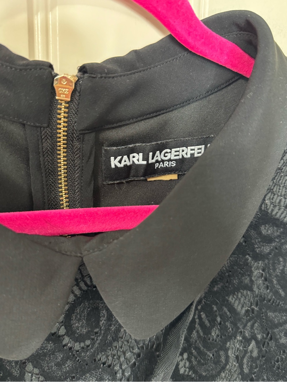 KARL LAGERFELD 🖤 Black Lace Tie-Neck Mini Dress (Women’s Size X-Large) - Picture 6 of 10